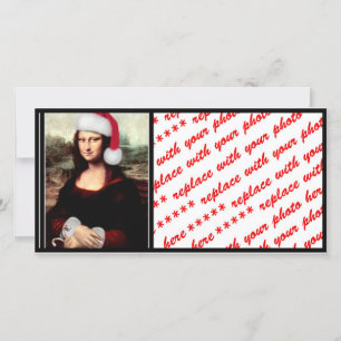 Mona Lisa's Christmas Santa Hat Holiday Card
