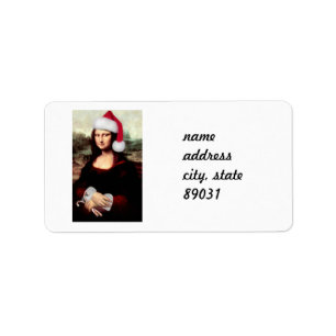 Mona Lisa's Christmas Santa Hat Label