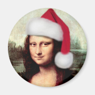 Mona Lisa's Christmas Santa Hat Magnet
