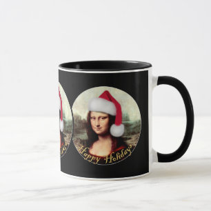 Mona Lisa's Christmas Santa Hat Mug