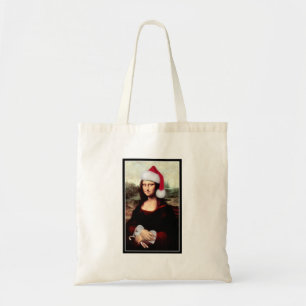 Mona Lisa's Christmas Santa Hat Tote Bag