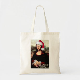 Mona Lisa's Christmas Santa Hat Tote Bag