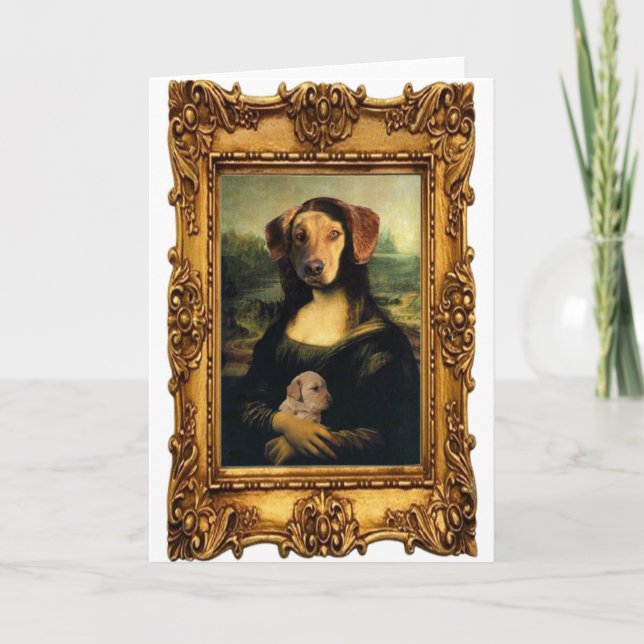 Mona Lisa's Dog - Golda Lisa - Famous Portrait Card (Front)