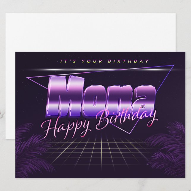 Mona Name First name pura retro card Birthday (Front/Back)