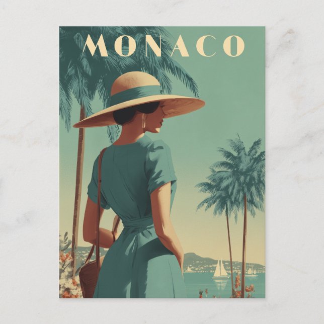 Monaco 50s fashion vintage postcard (Front)