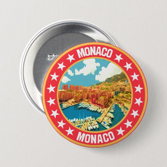 Monaco                                             7.5 cm round badge (Front & Back)