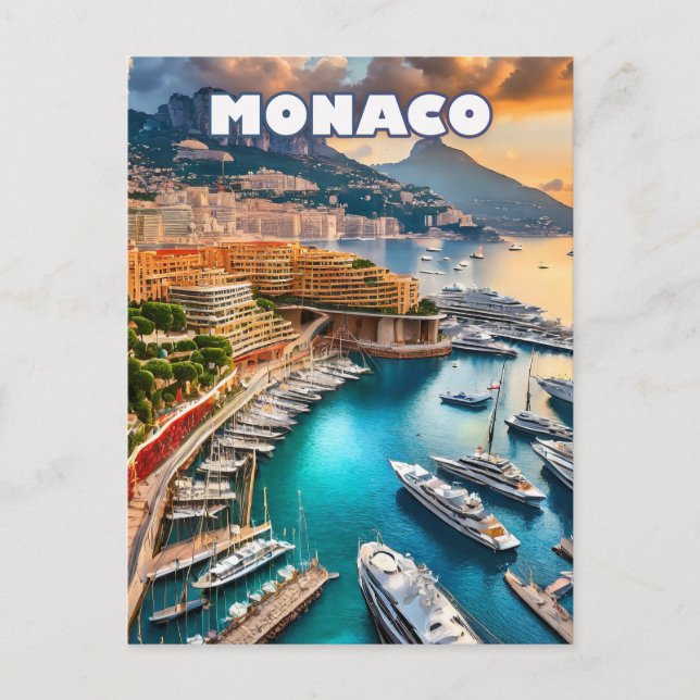 Monaco, a gleaming jewel on the French Riviera Postcard (Front)