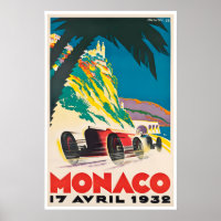 Monaco Art Race Car Poster Motorsports 1932 Print