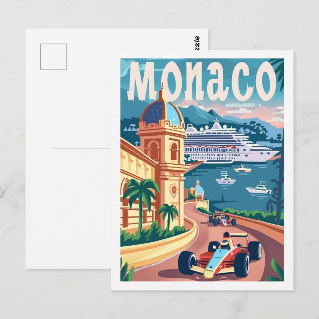 Monaco Circuit Vintage Famous Travel Place Postcard (Front/Back)