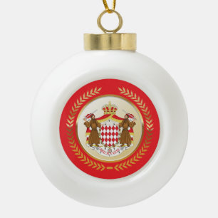 Monaco Coat of Arms Ceramic Ball Christmas Ornament