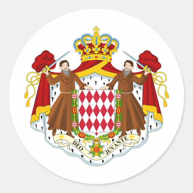 Monaco Coat Of Arms Classic Round Sticker (Front)