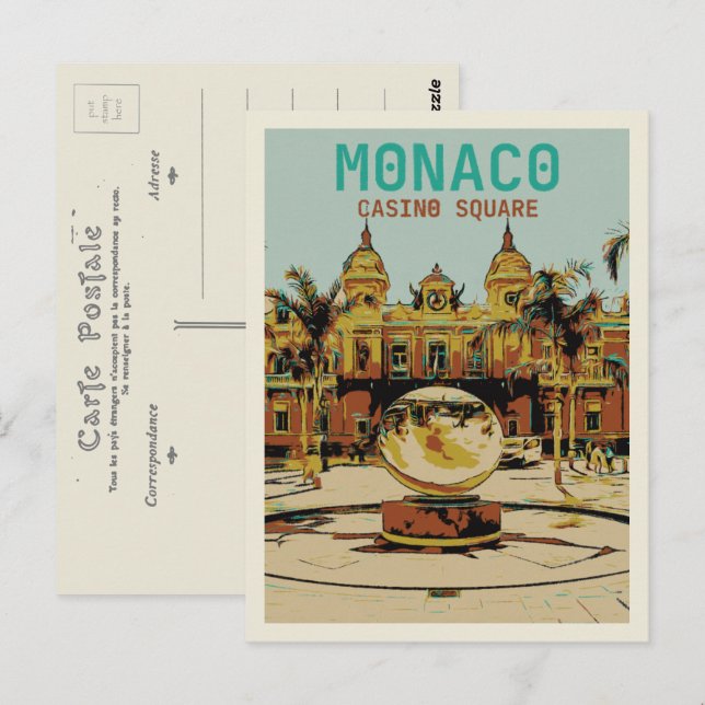 Monaco Cote d'Azur, view of the Casino Postcard (Front/Back)