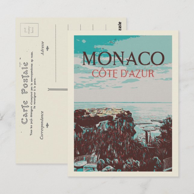 Monaco Cote d'Azur, view of the Rock Postcard (Front/Back)