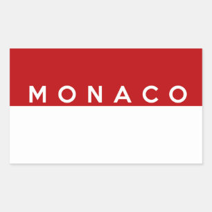 monaco country flag text name rectangular sticker