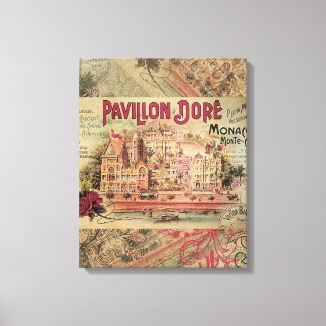 Monaco Fancy Vintage French Riviera France Canvas Print (Front)