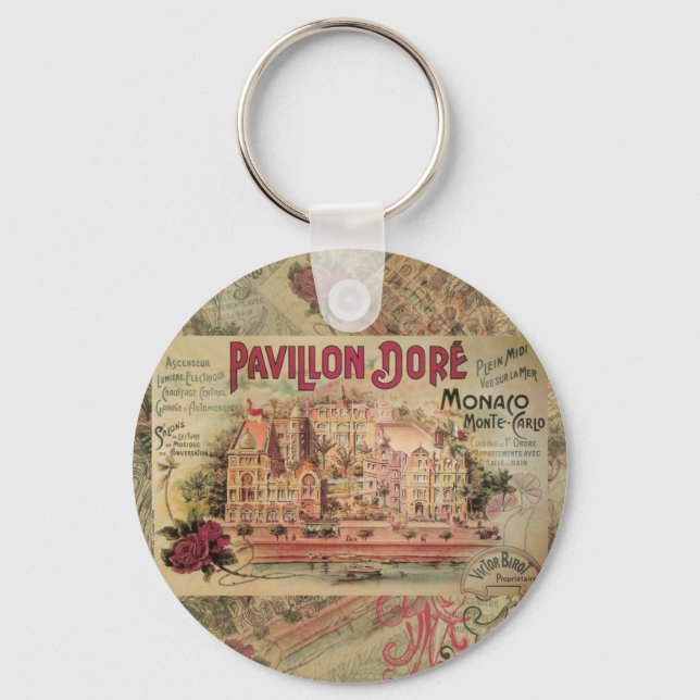 Monaco Fancy Vintage French Riviera France Key Ring (Front)