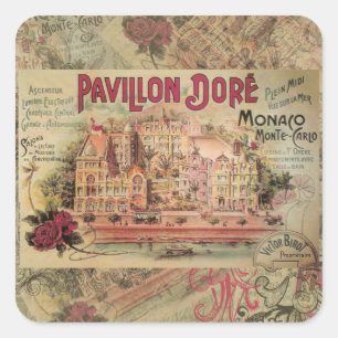 Monaco Fancy Vintage French Riviera France Square Sticker