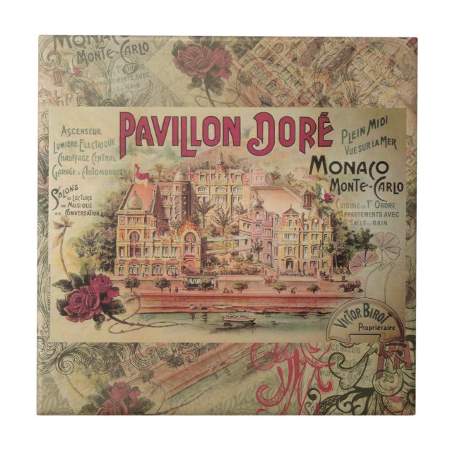 Monaco Fancy Vintage French Riviera France Tile (Front)