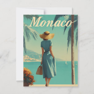 Monaco fashion vintage postcard