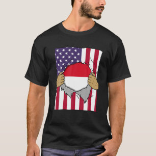 Monaco Flag Blood Inside Me Home Pride Monacan Ame T-Shirt