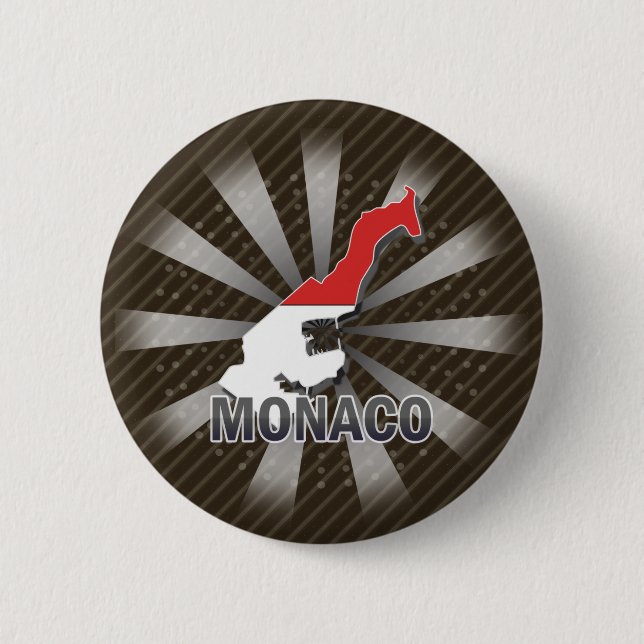 Monaco Flag Map 2.0 6 Cm Round Badge (Front)