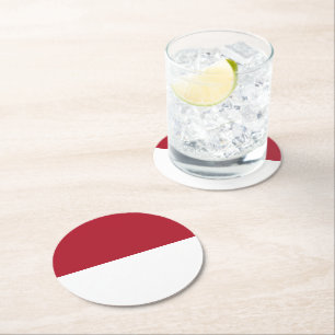 Monaco flag round paper coaster