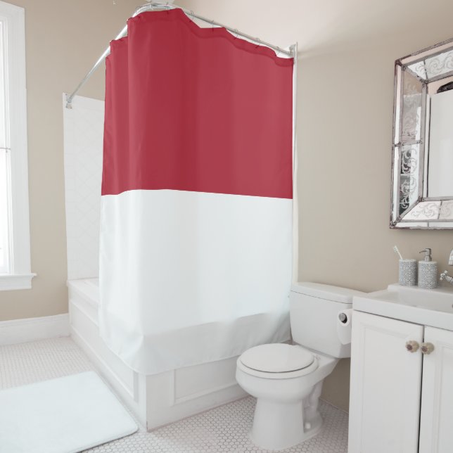 Monaco flag shower curtain (In Situ)
