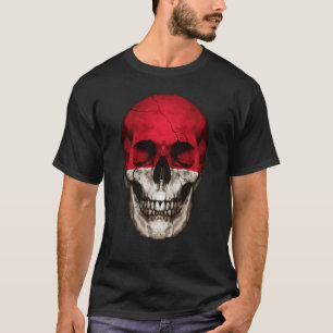 Monaco Flag Skull Monacan Roots Proud Patriotic T-Shirt
