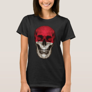 Monaco Flag Skull Monacan Roots Proud Patriotic T-Shirt
