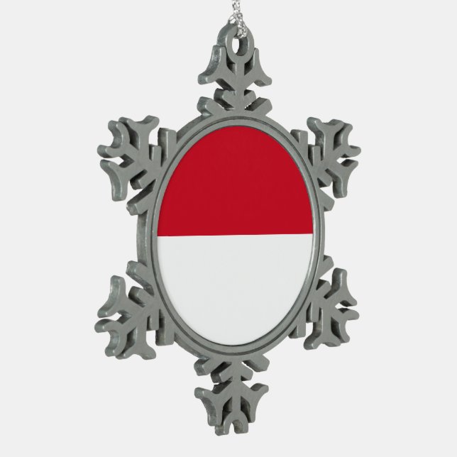Monaco Flag Snowflake Pewter Christmas Ornament (Left)