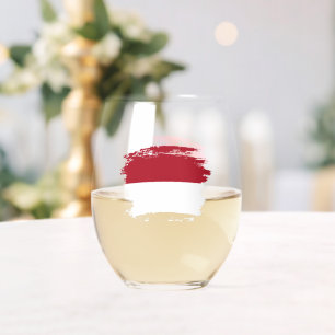 Monaco flag stemless wine glass