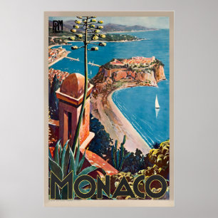 Monaco French Riviera Vintage Travel Poster