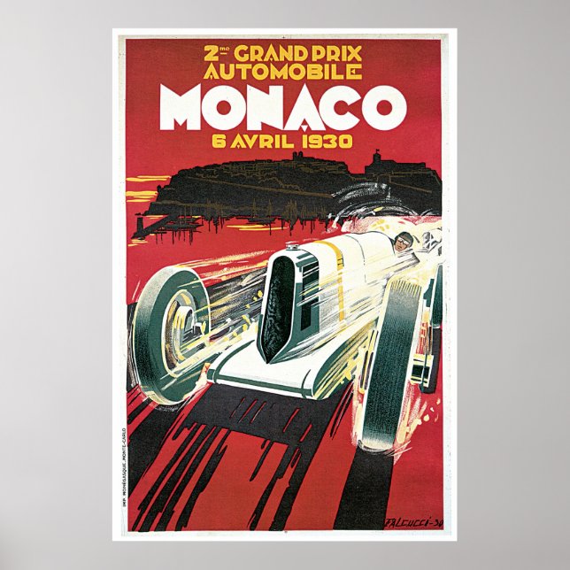 Monaco Grand Prix Automobile Vintage Poster (Front)