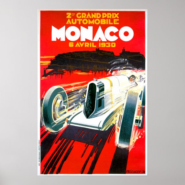 Monaco Grand Prix Race~ Vintage Automobile Ad Poster (Front)