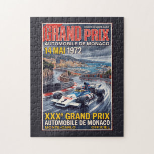 Monaco Grand Prix Retro Racing Jigsaw Puzzle