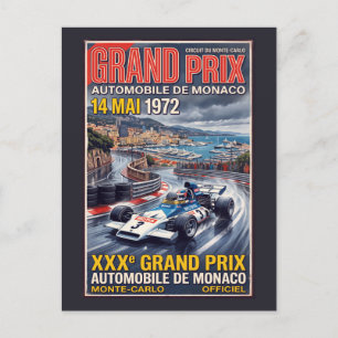 Monaco Grand Prix Retro Racing Postcard