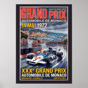 Monaco Grand Prix Retro Racing Poster