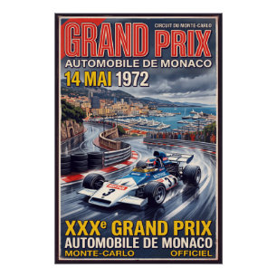Monaco Grand Prix Retro Racing Poster