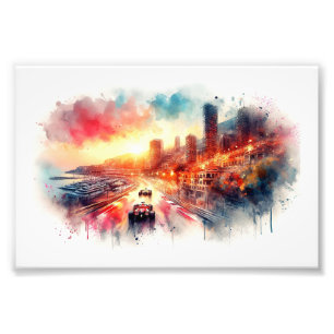 Monaco Grand Prix Sunset, Photo Print