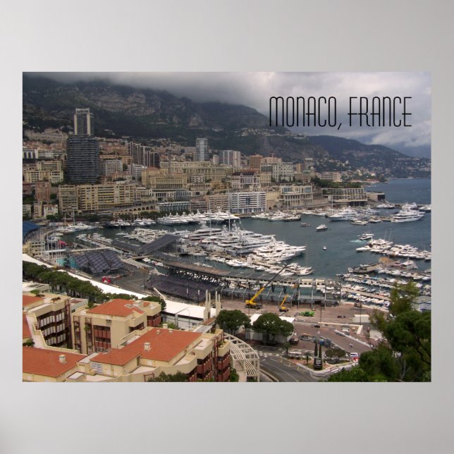 Monaco Harbour and Luxury Yachts French Riviera Poster (Front)