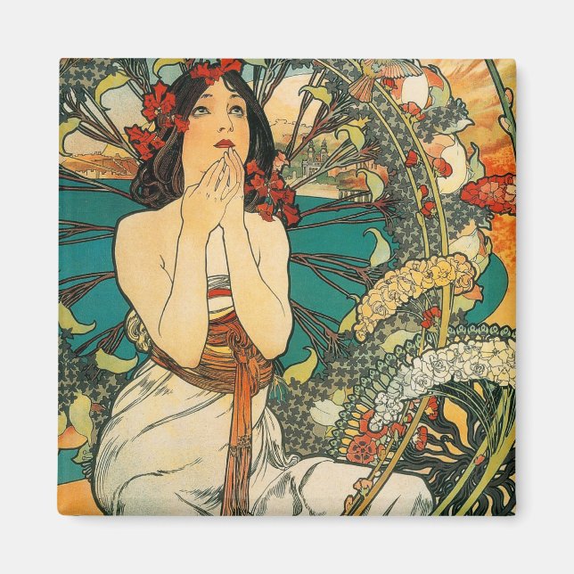 Monaco Monte Carlo Alphonse Mucha Magnet (Front)