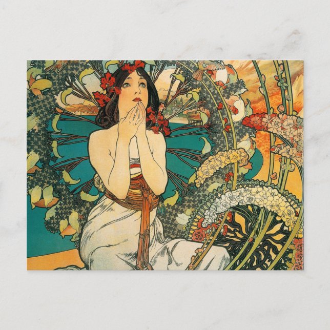 Monaco Monte Carlo Alphonse Mucha Postcard (Front)