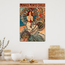 Monaco Monte Carlo Alphonse Mucha Vintage Art
