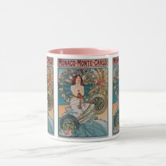 Monaco Monte Carlo: Art Nouveau Vintage Woman  Mug (Center)