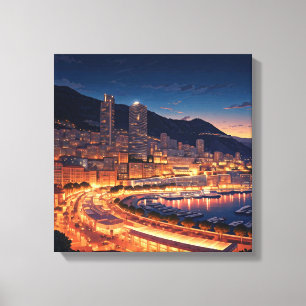Monaco Monte Carlo at Night Canvas Print