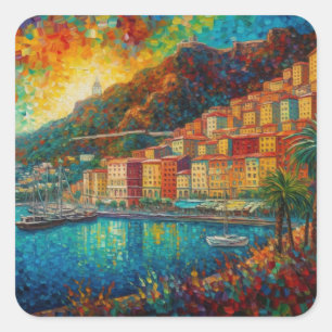 Monaco, Monte-Carlo Bay in van Gogh style Square Sticker