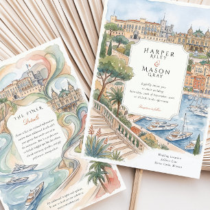 Monaco Monte Carlo French Riviera Wedding Invitation