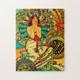 Monaco Monte Carlo Poster by Alphonse Mucha Jigsaw Puzzle