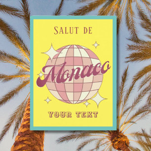 Monaco Monte Carlo Retro Vintage yellow Postcard