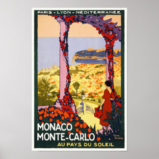 MONACO MONTE-CARLO VINTAGE TRAVEL POSTER